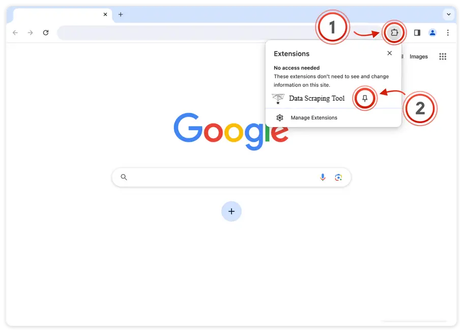 How to pin Data Scraping Tool extension